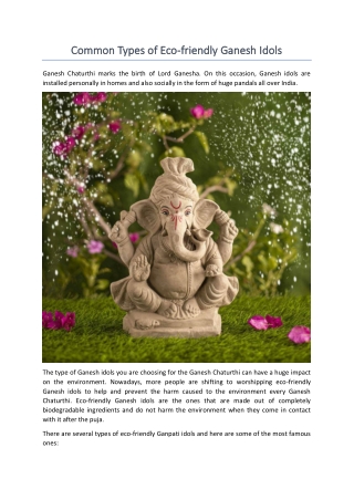 Common Types of Eco-friendly Ganesh Idols