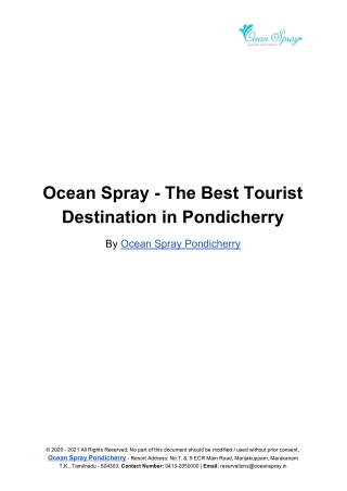 Ocean Spray - The Best Tourist Destination in Pondicherry