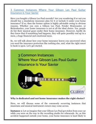 3 Common Instances Where Your Gibson Les Paul Guitar Insurance Is Your Savior