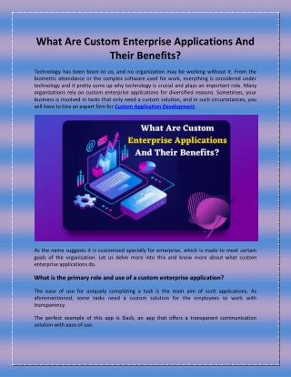What Are Custom Enterprise Applications And Their Benefits?