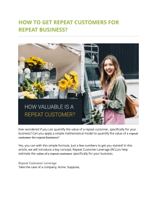 How to Get Repeat Customers for Repeat Business ?