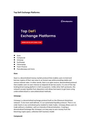 Top DeFi Exchange Platforms