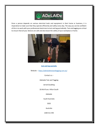 Test and Tag Course in Adelaide, Australia