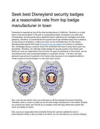 Get the best transportation security badges by associating with top badge manufacturer in California