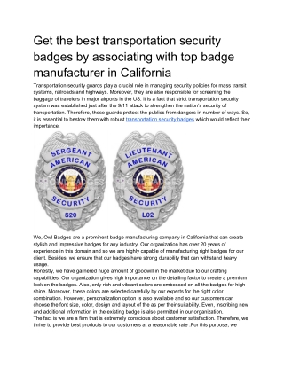 Seek best Disneyland security badges at a reasonable rate from top badge manufacturer in town