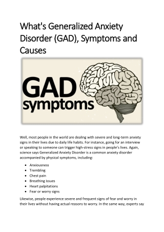 UKSleepingPill - What's Generalized Anxiety Disorder (GAD), Symptoms and Causes
