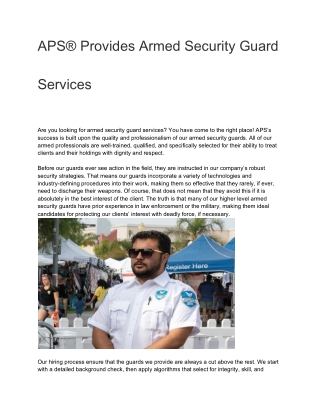 APS® Provides Armed Security Guard Services