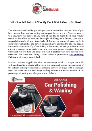 Why Should I Polish & Wax My Car & Which One to Do First?