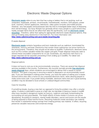 Electronic Waste Disposal Options