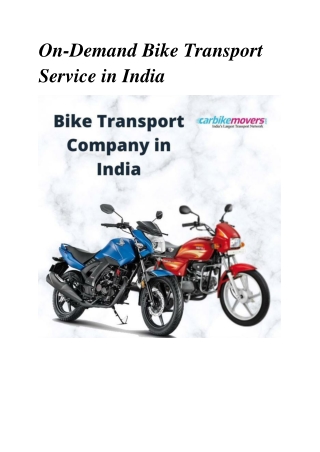 On-Demand Bike Transport Service in India