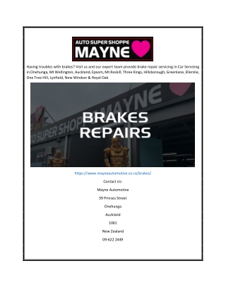 Brake Repairs New Windsor