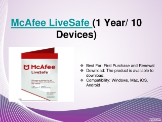 McAfee LiveSafe (1 Year/ 10 Devices)