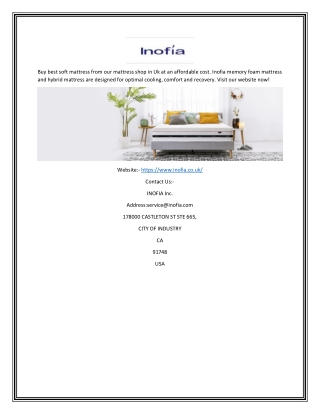 Best Memory Foam Mattress | Inofia.co.uk