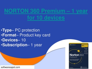 NORTON 360 Premium – 1 year for 10 devices