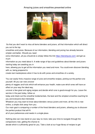 Amazingjuicesandsmoothiespresentedonline