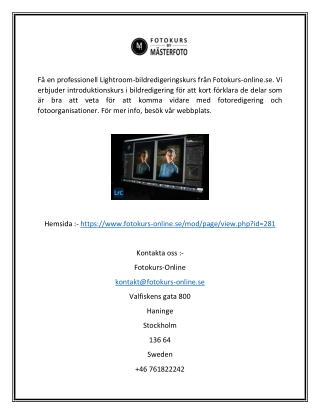 Lightroom kurs | Fotokurs-online.se