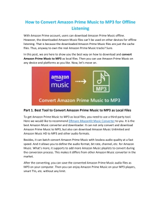 Best Way to Convert Amazon Prime Music to MP3