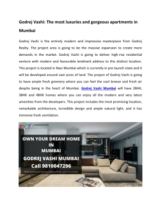 Godrej Vashi New Residential Project Mumbai