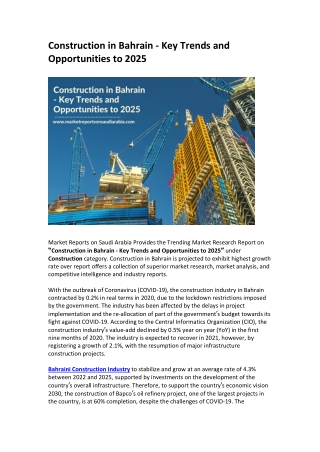 Construction in Bahrain - Key Trends and Opportunities to 2025