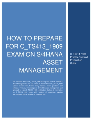 C_TS413_1909 Study Guide and How to Crack Exam on S/4HANA Asset Management
