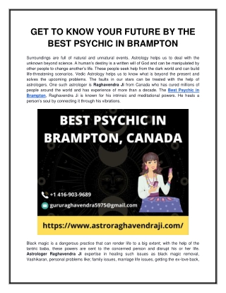 GET TO KNOW YOUR FUTURE BY THE BEST PSYCHIC IN BRAMPTON