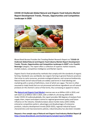 COVID-19 Outbreak-Global Natural and Organic Food Industry Market Report-Development Trends, Threats, Opportunities and