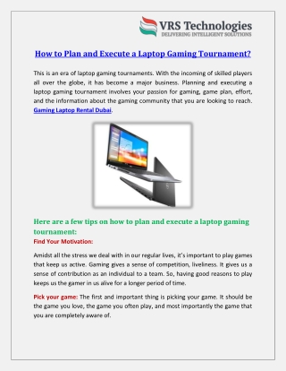 How to Plan and Execute a Laptop Gaming Tournament?