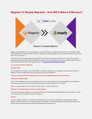 Magento To Shopify Migration - How Will It Make A Difference?