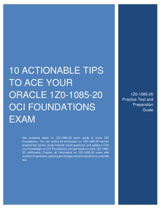 10 Actionable Tips to Ace Your Oracle 1Z0-1085-20 OCI Foundations Exam