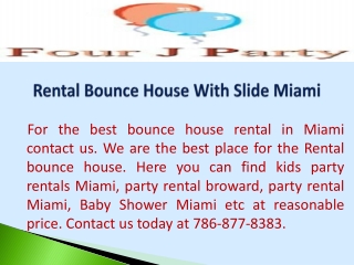 Rental Bounce House With Slide Miami