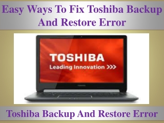 Easy Ways To Fix Toshiba Backup And Restore Error