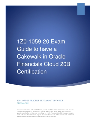 1Z0-1059-20 Exam Guide to have a Cakewalk in Oracle Financials Cloud 20B Certification