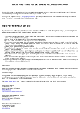 WHAT NEWBIE JET SKI MOTORCYCLISTS NEED TO KNOW