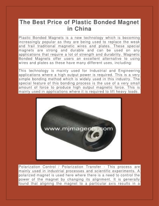 The Best Price of Plastic Bonded Magnet in China