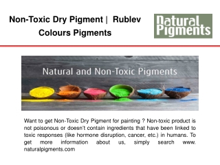 Non Toxic Dry Pigment |  Rublev Colours Pigments | Natural Pigments