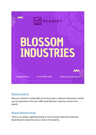 Blossom Industries ipo