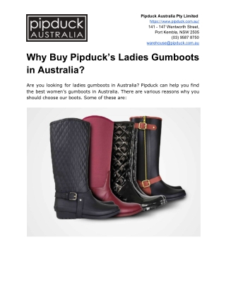 Why Buy Pipduck’s Ladies Gumboots in Australia?