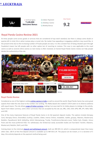 Royal Panda Casino Review