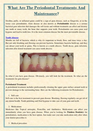 What Are The Periodontal Treatments And Maintenance?