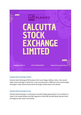 Calcutta Stock Exchange ipo