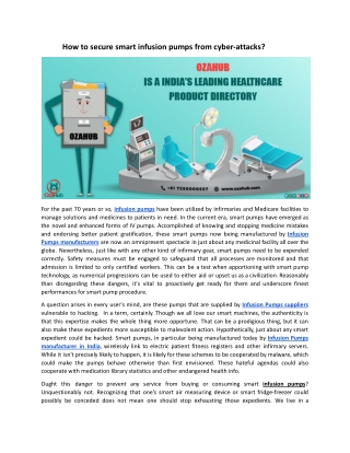 How to secure smart infusion pumps from cyber-attacks?