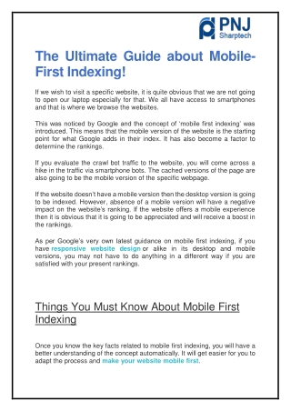The Ultimate Guide about Mobile-First Indexing!