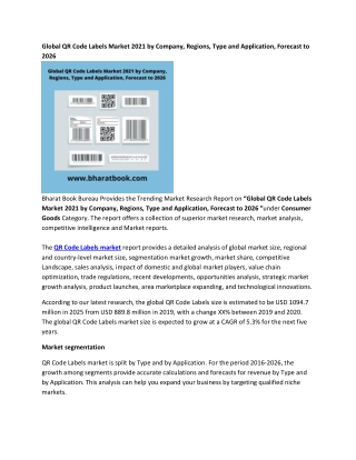 Global QR Code Labels Market Forecast to 2026