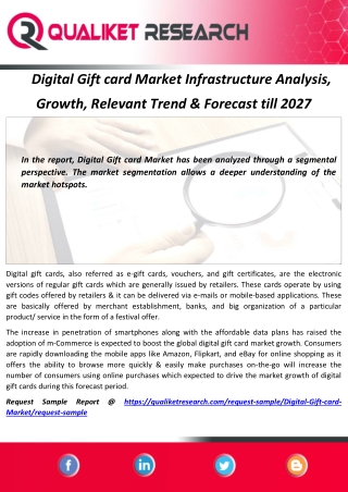 Digital Gift card Market Infrastructure Analysis,  Growth, Relevant Trend & Forecast till 2027