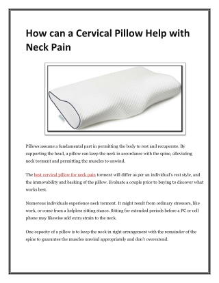 How can a Cervical Pillow Help with Neck Pain?
