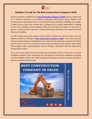 Best Construction Company in Delhi