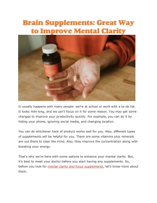 Mental clarity and focus supplements