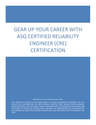 Gear up Your Career with ASQ Certified Reliability Engineer (CRE) Certification