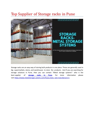 Top Supplier of Storage racks in Pune- Metal Storage Systems