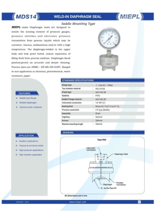 MDS14 Weld - In Diaphragm Seal - Saddle Mounting Type | MIEPL